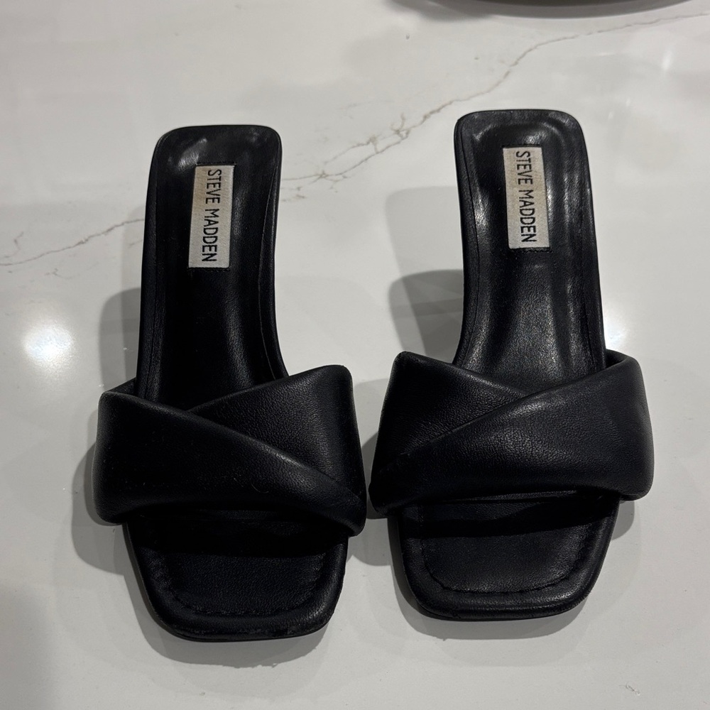 Steve Madden Black Crisscross Heeled Sandals